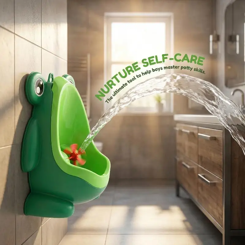 

Детский горшок-лягушка для мальчиков с забавной вращающейся мишенью, настенное крепление, герметичное решение для детского туалета