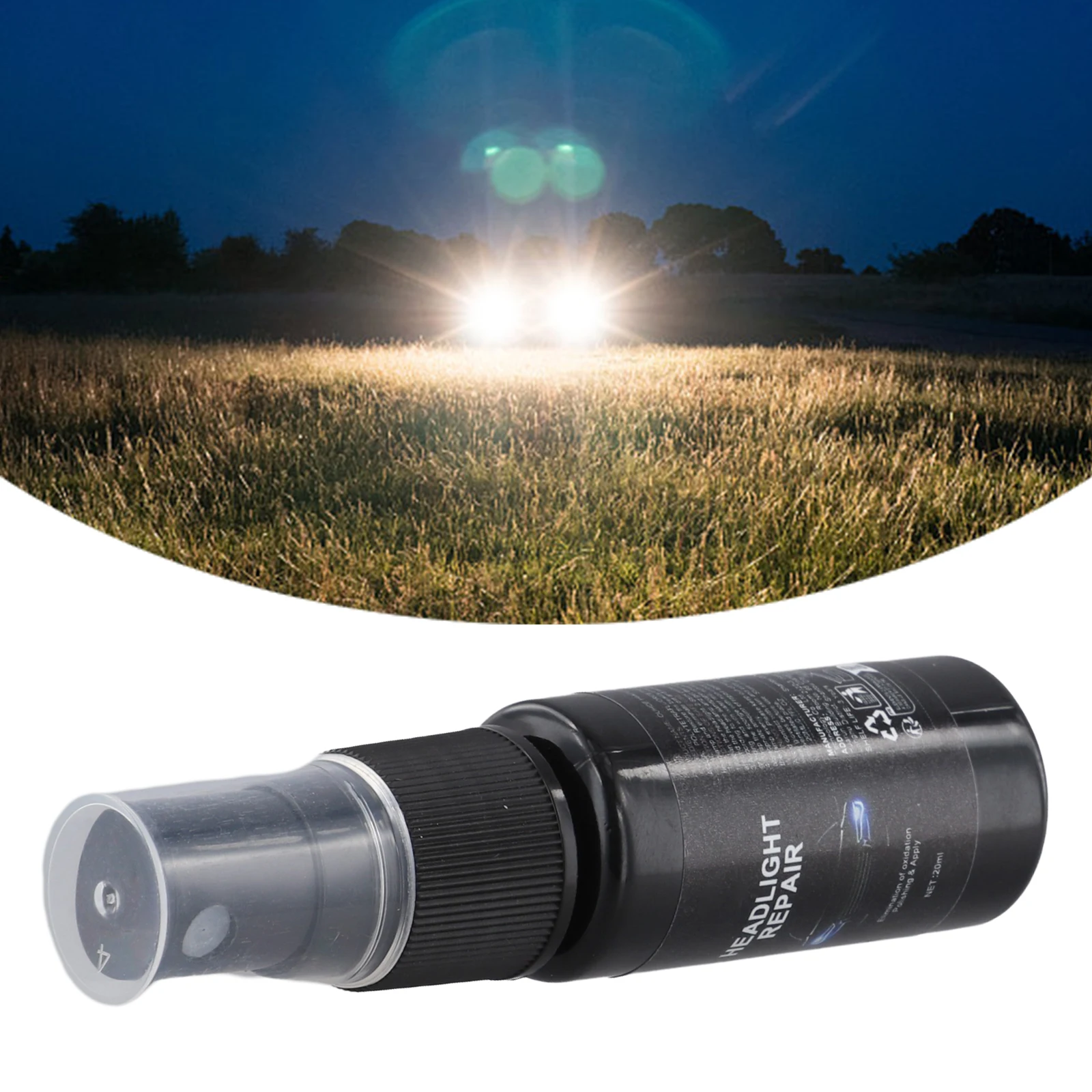 20ML Headlight Repair Fluid for Vehicles to Restore Lens Appearance and Light Output Without Disassembly Required