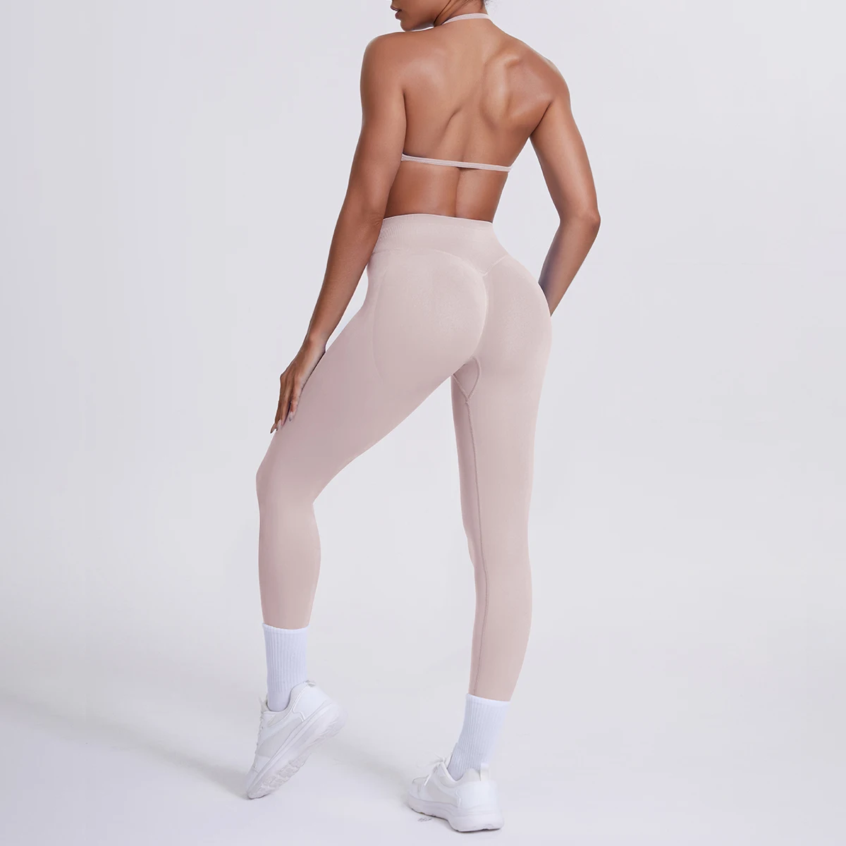 Frauen 2 stücke Patchwork Sport Yoga Anzug Training Ärmellose Sport Gym Tops Bauch-steuer Abnehmen Booty Leggings Yoga Anzug Sport – Detail 19