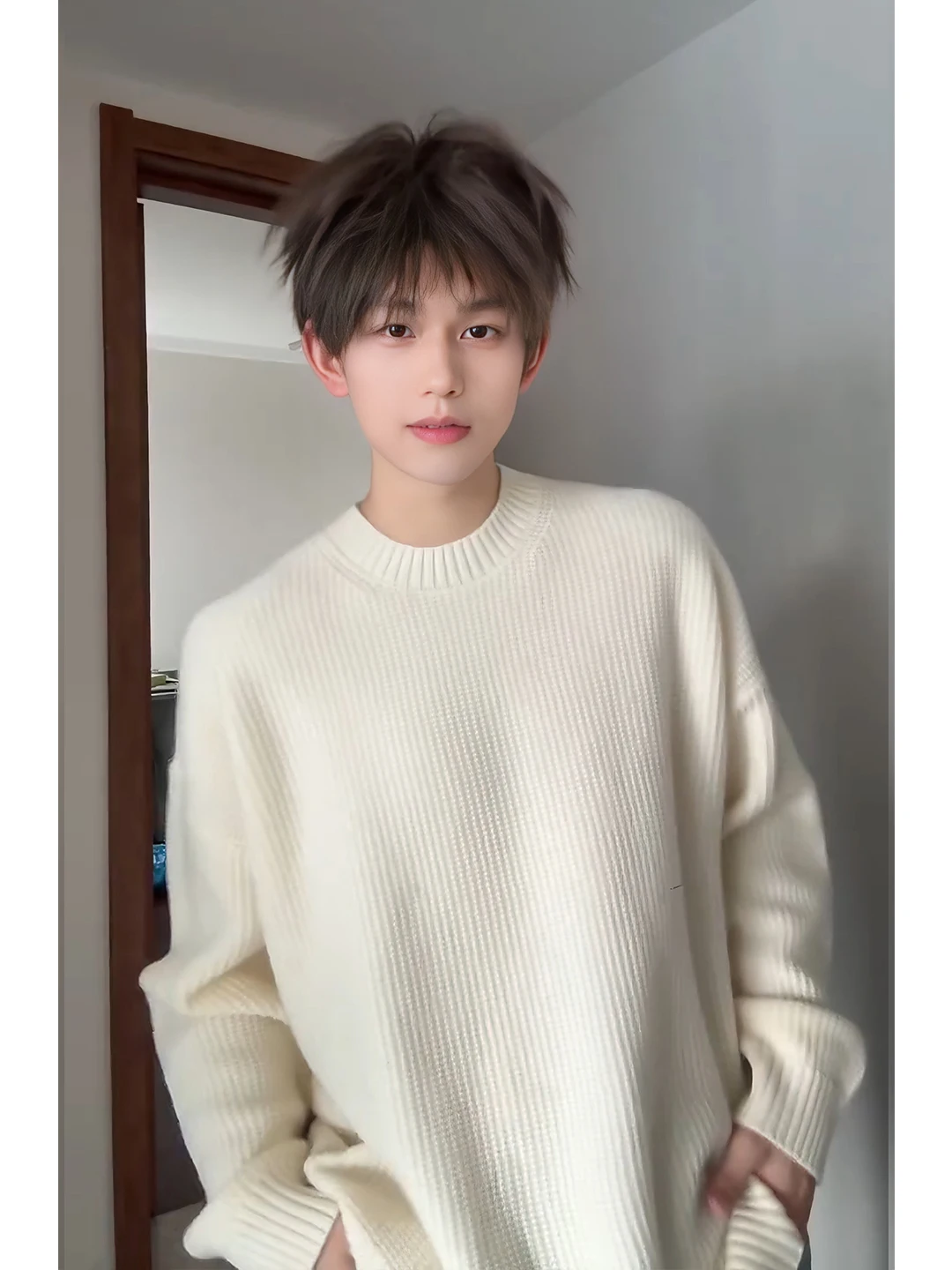 

Мужской зимний трикотажный свитер с круглым вырезом и вырезами, свободного кроя, базовый слой, цветной вязаный джемпер CleanFit