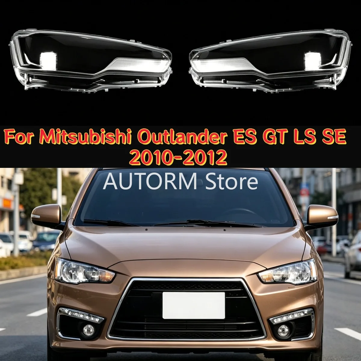 

For Mitsubishi Outlander ES GT LS SE 2010-2012 Car Front Headlight Cover Headlamp Case Transparent Lampshade Cover Lamp Shell