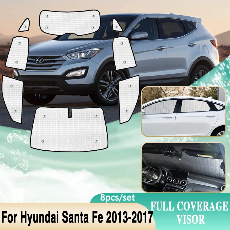 Full Coverage Sunshades For Hyundai Santa Fe DM 2013~2017 Full Surround Windshield Side Windows Visor Shaby Car Accessories 2014