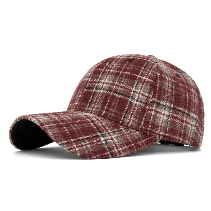 Hüte für Männer und Frauen, neue klassische karierte Baseballkappe für Herbst und Winter, hartkrempige, gesichtsschlankmachende Entenschnabelkappe, Sonnenhut – Detail 12