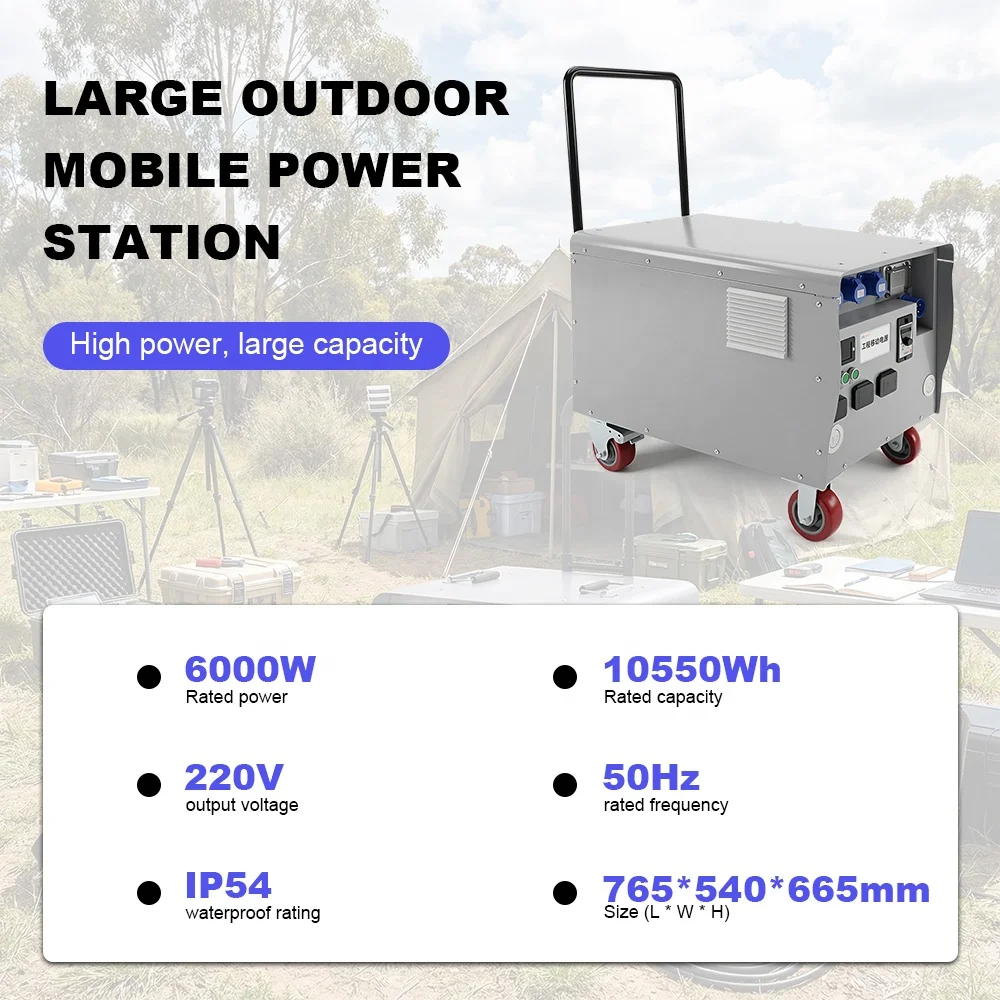 6KW Pure Sine Wave Solar Compatible Outdoor Portable Station High-Power Mobile Energy Storage Battery for Off-Grid Use