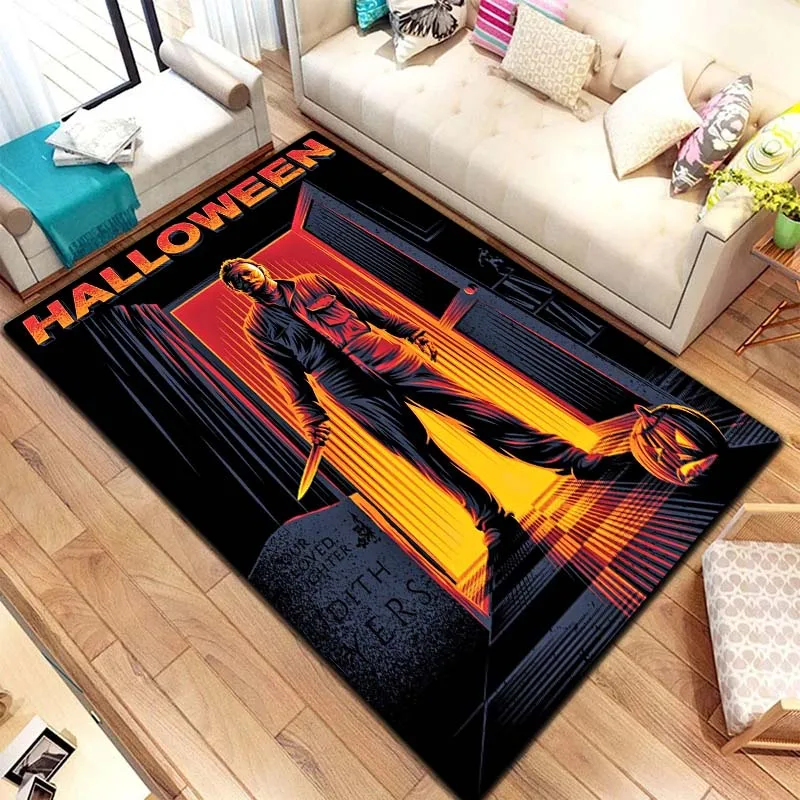 VIKAMA M-Michael Myers Horror Halloween Decorative Warmer Rug Home Living Room Bedroom Carpet Bathroom Kitchen Non Slip Carpet