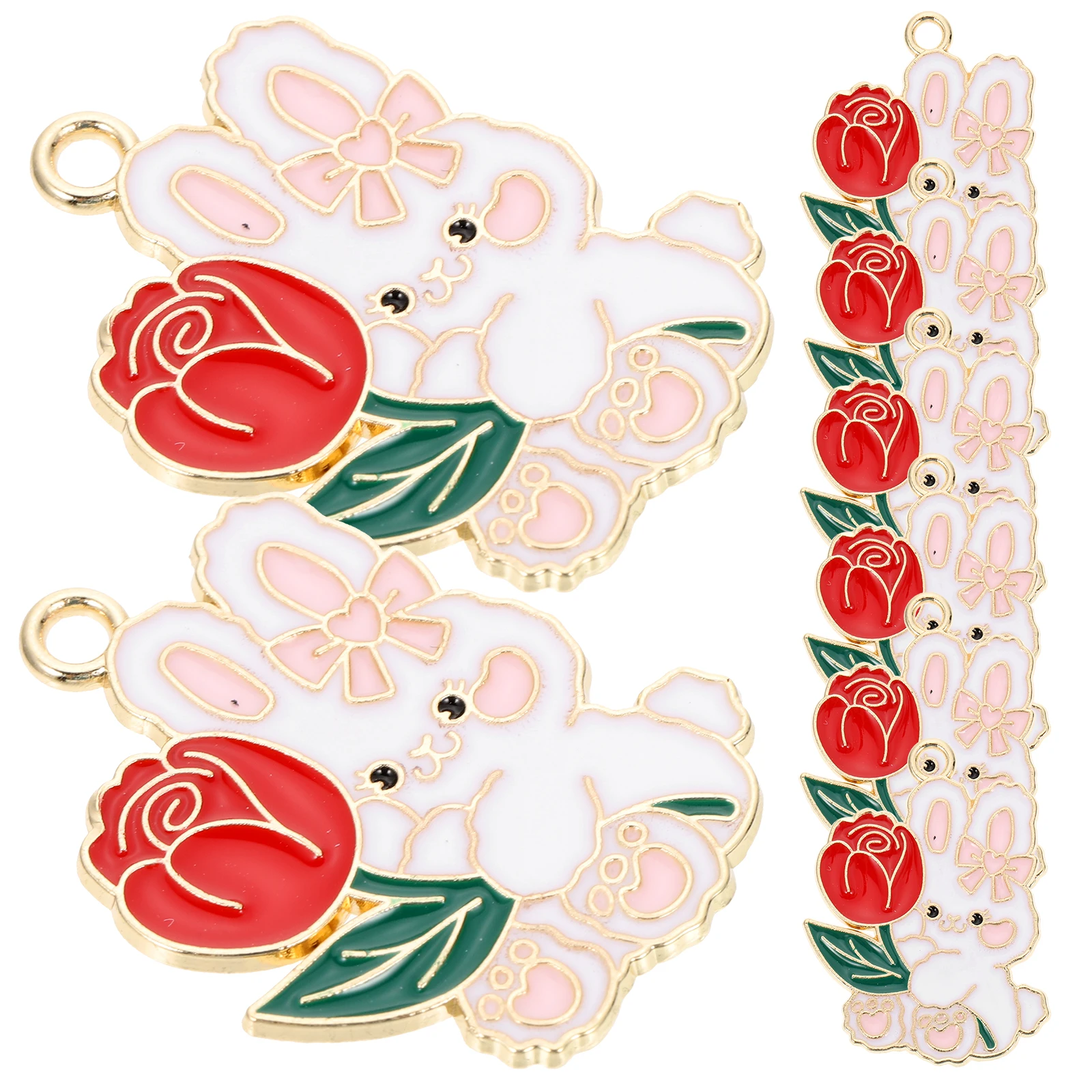 

10pcs Rabbit Charm Pendant Keychain Accessories Alloy Smooth Surface Jewelry Parts Cartoon Hangings Bracelet Making