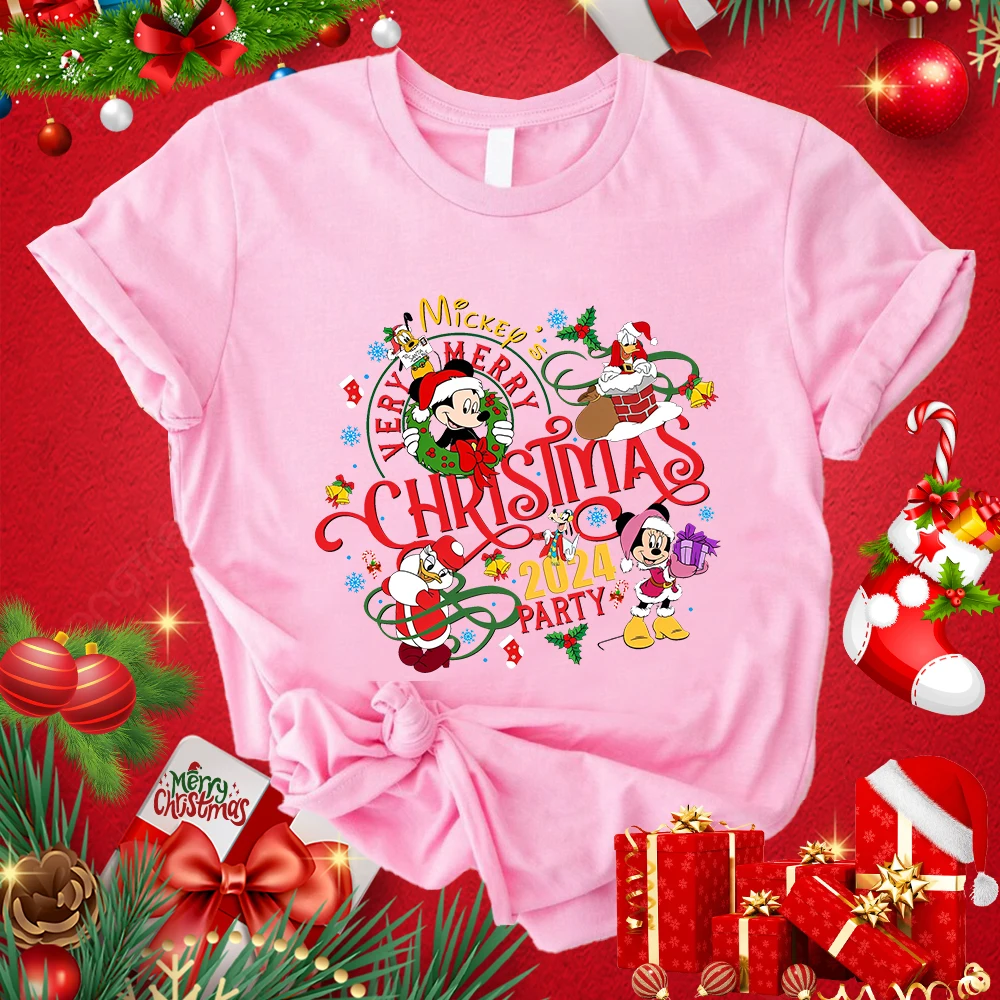 Mickey Christmas print women's classic T-shirt adult novel short-sleeved loose women's personality casual top