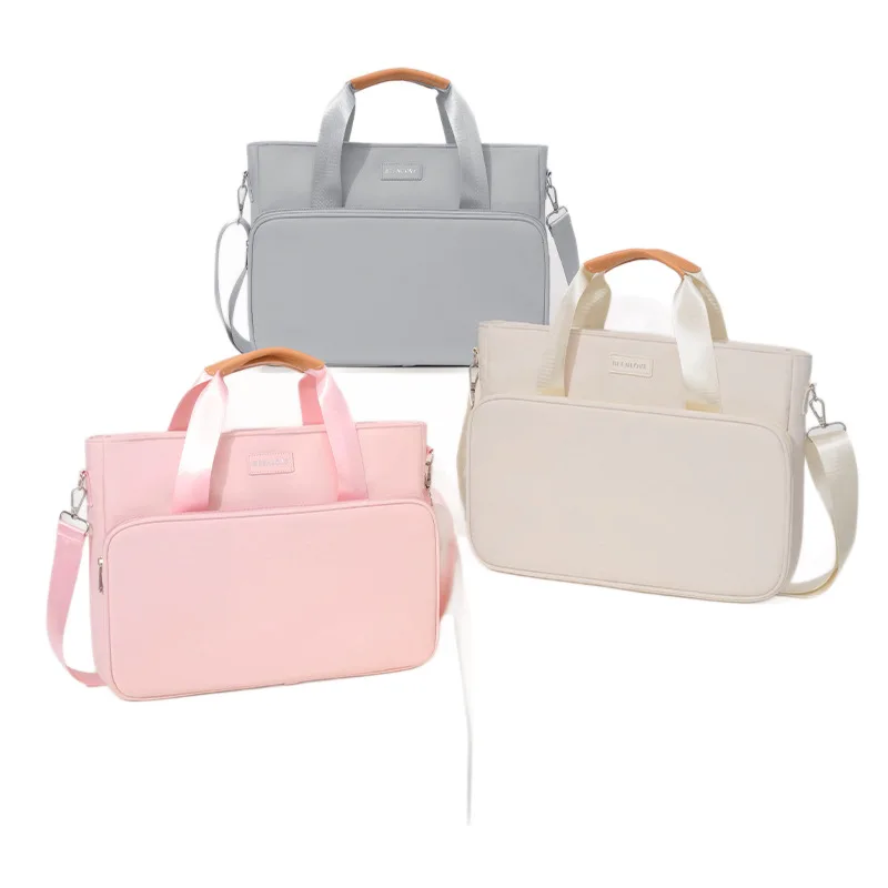 Compact polyester laptop bag with large capacity for 14-inch computer, single-shoulder bag, water-resistant business bag