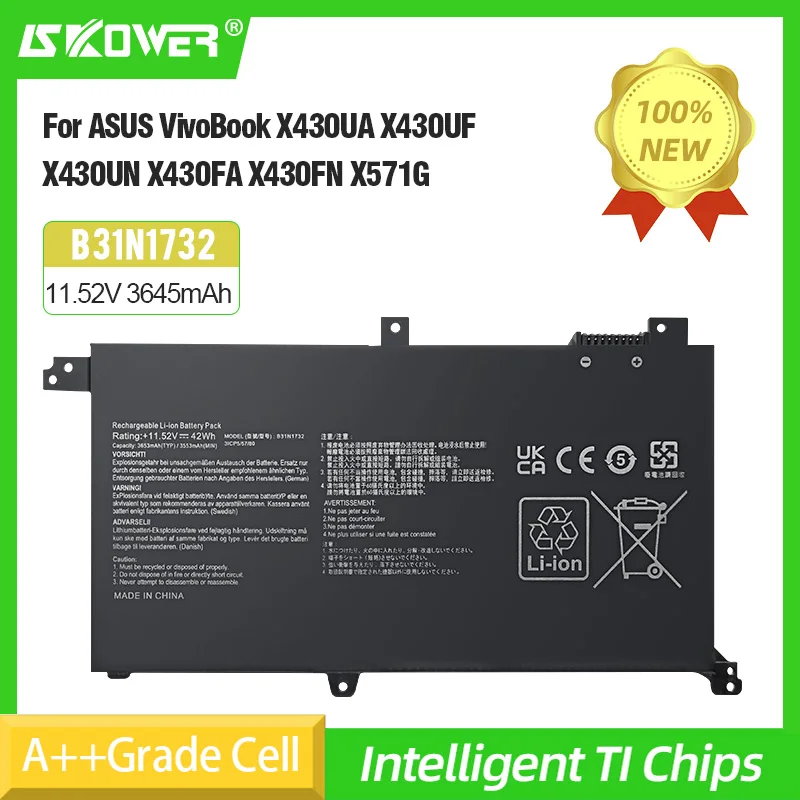 SKOWER B31N1732 Laptop Battery for ASUS VivoBook X430UA X430UF X430UN X430FA X430FN X571G X571LH X571GT S4300F S4300U Batteries