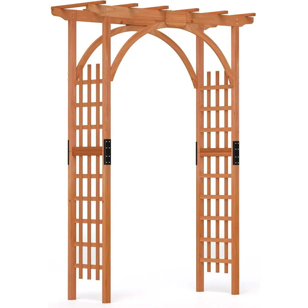 

84 inches Garden Arbor, Wooden Wedding Arches Structure w/Trellis Sides for Climbing Plants, Patio Bridal Party Decoration