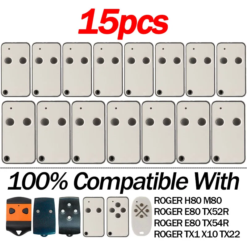 ROGER Remote Control Technology E80 TX52R TX54R TX22 TX12 TX14 M80 H80 Garage Door Opener Remote Control 433.92MHz Fixed Code