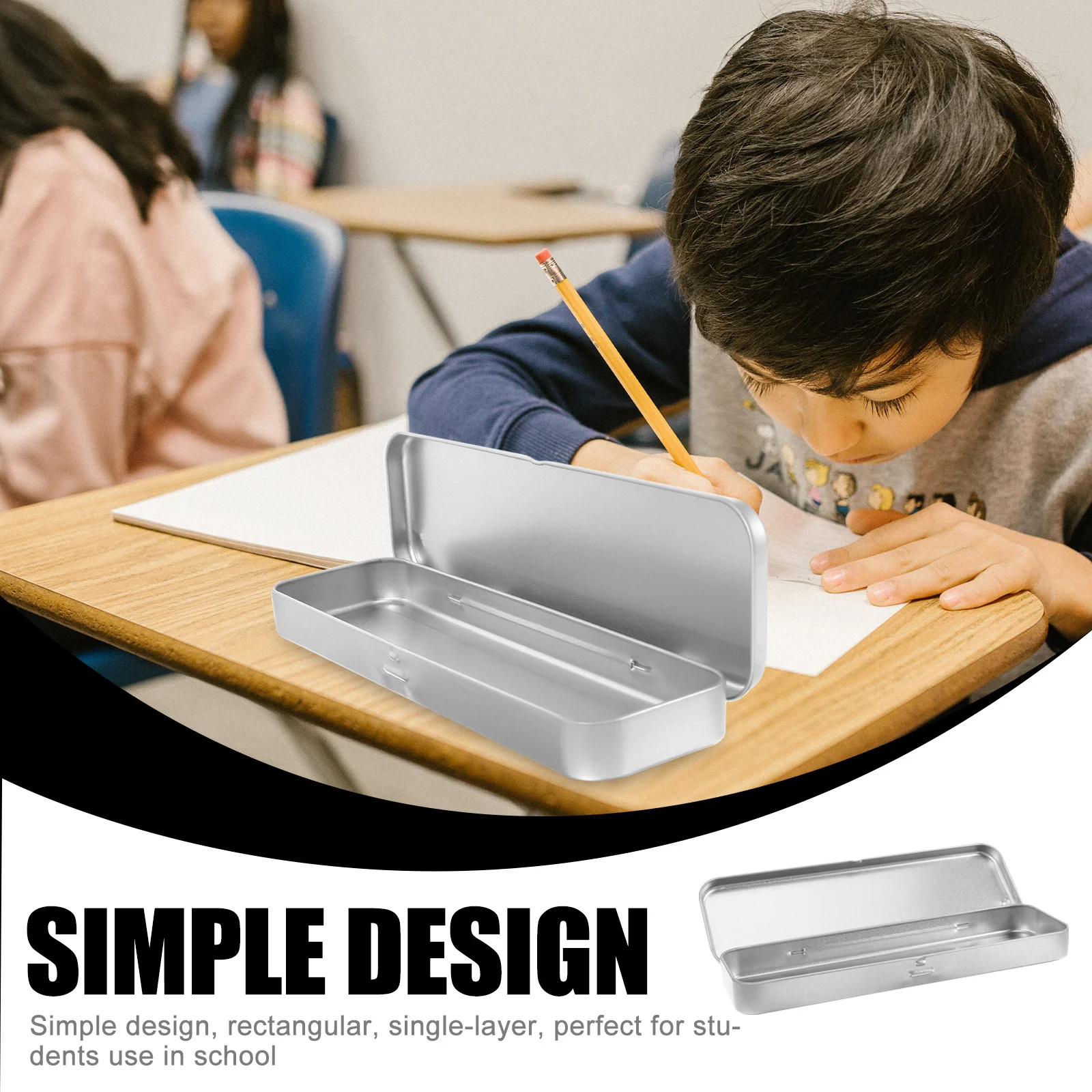 1/5pcs Portable Tin Container Metal Pencil Box Iron Pen Case Storage Organizer for School Office Jewelry Slide Cover