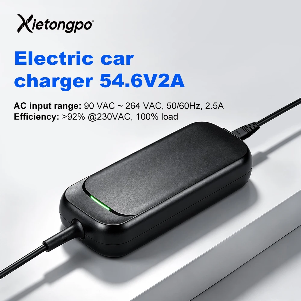 54.6V 2A Lithium Battery Charger 13S 48V Smart CC CV Fast Charging Adapter for Electric Scooter Ebike Replacement Power Supply