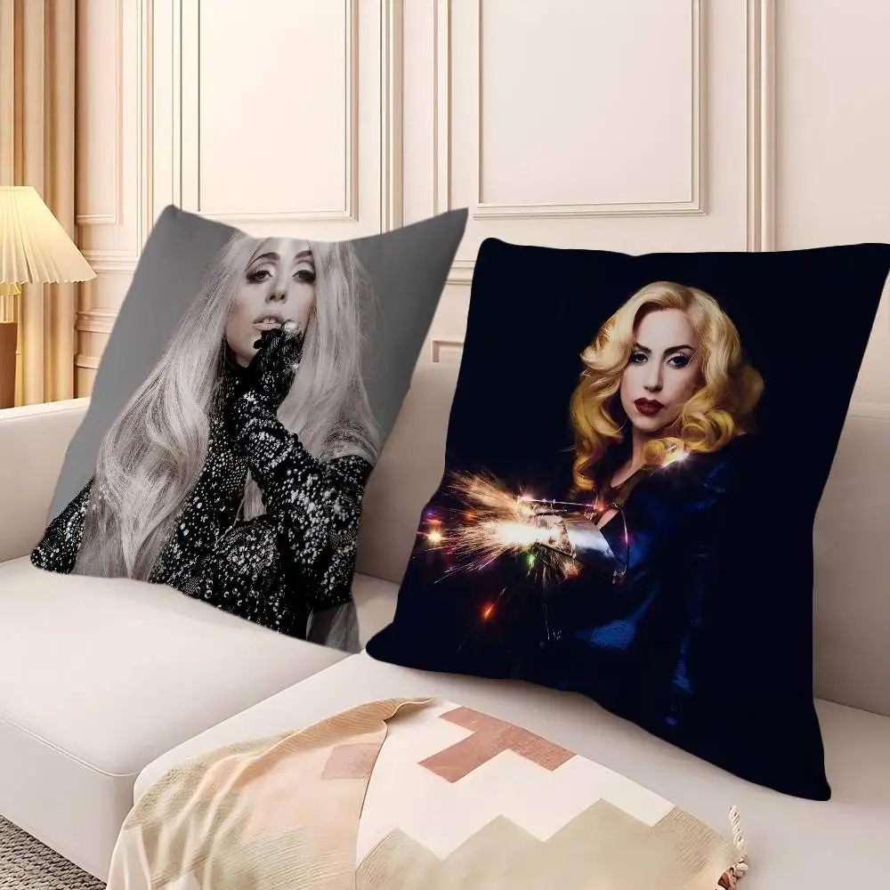 

Singer L-Lady G-Gaga Cushion Cover Car Throw Pillow Case For Sofa Car Christmas Gift 40x40cm 45x45cm