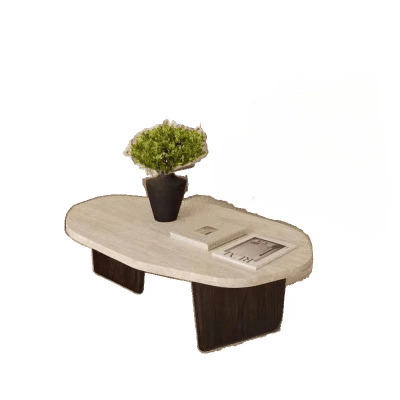 

Minimalist solid wood travertine coffee table small tea table small apartment living room home