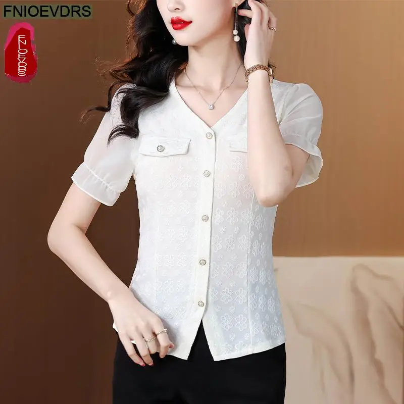 Office Shirts Basic Wear New Design 2025 Summer Women Elegant Fashion Work Lady Pink Button Pink Cute Tops Bow Pink Blouses