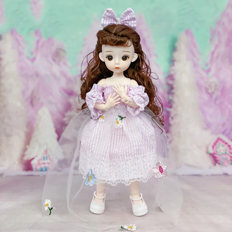 1pcs 30cm Dress Up Princess Doll Set 3D Simulation Eye 23 Joints Moveable Doll 1/6 Kawaii Doll Children's Play House Dolls Toys
