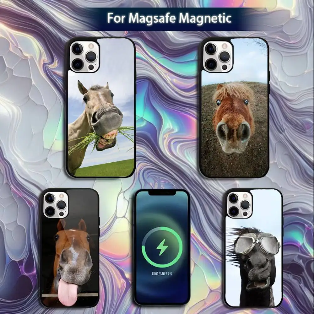 

Funny Horse Horses Phone Case For iPhone 16e,16,15,14,13,12,11,Plus,Pro,Max,Mini Magsafe Magnetic Wireless Charging