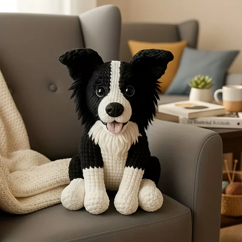 Cute Border Collie DIY Border Collie Crochet Material Kit, Beginner-friendly Cute Border Collie Knitting Kit, Step-by-Step Video Tutorials for Valentine's Day Gifts, Thanksgiving Gifts, Wedding Decorations, Halloween Gifts, Christmas Gifts and New Year's