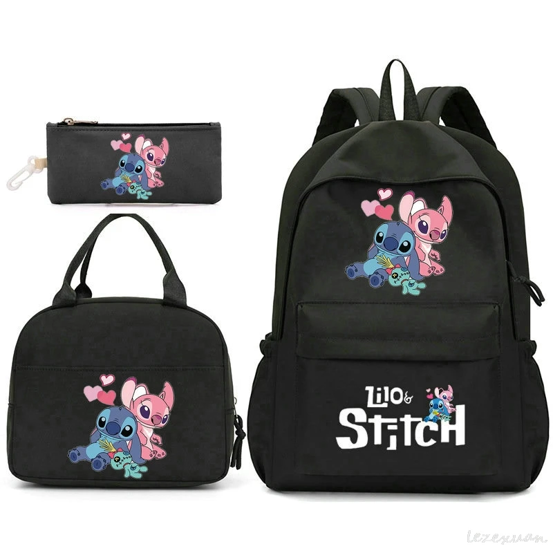 3Pcs/set Disney Lilo Stitch Backpack for Boy Girl Teenager Student Back To School Schoolbag Lunch Bag Women lovely Rucksack Gift