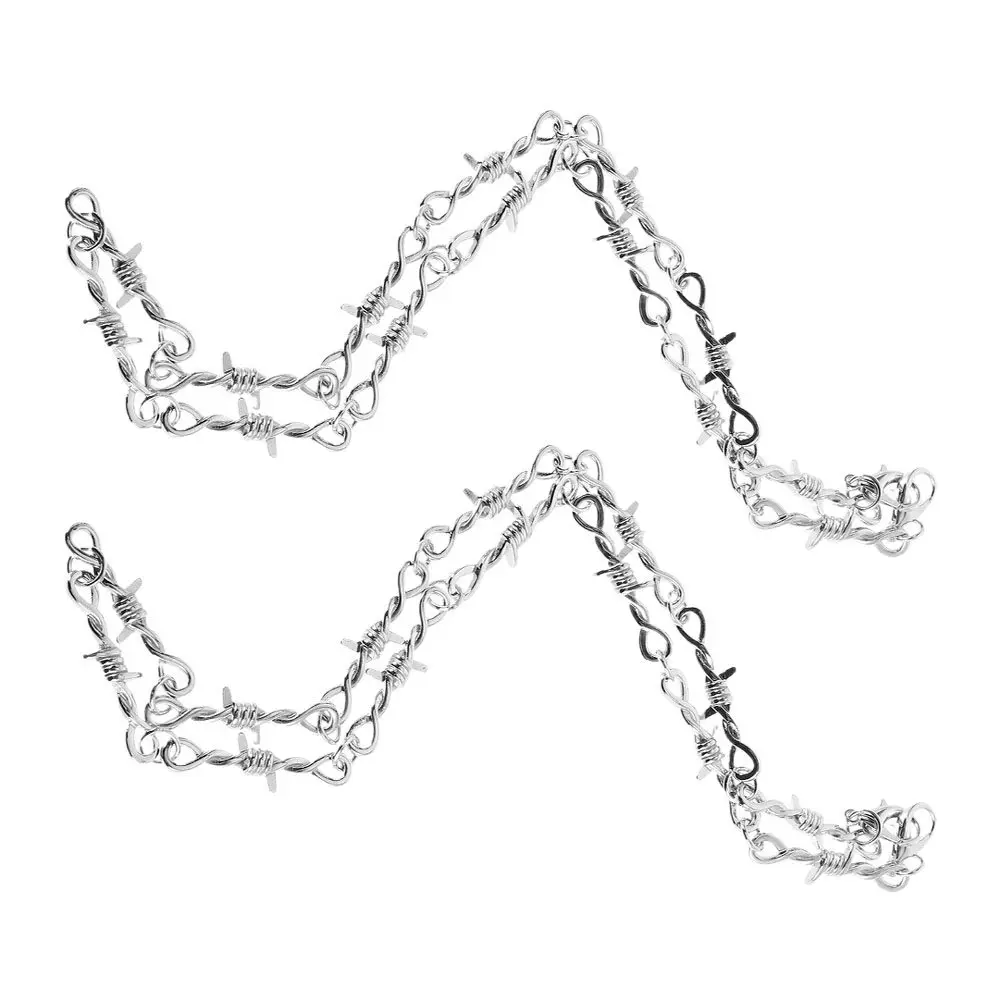 Barbed Wire Necklace Chunky Choker Unisex Punk Hip-Hop Fashion Party Concert Statement Chain Choker Chains