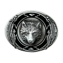 Boucle de ceinture tête de loup, style ethnique occidental