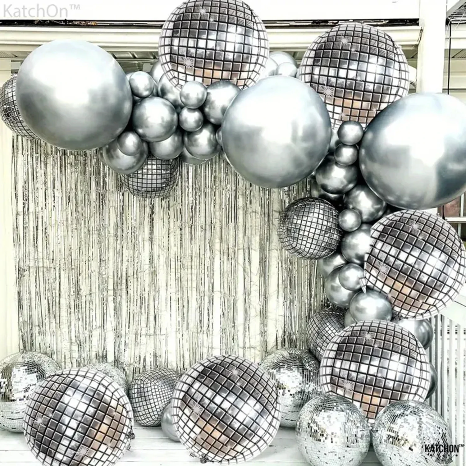 6er-Set 22 Zoll 4D Spiegel-Disco-Ballons, Retro Metallic Mehrfarbig Silber Gold Disco Geburtstagsdekoration Aluminiumfolienballons – Detail 8