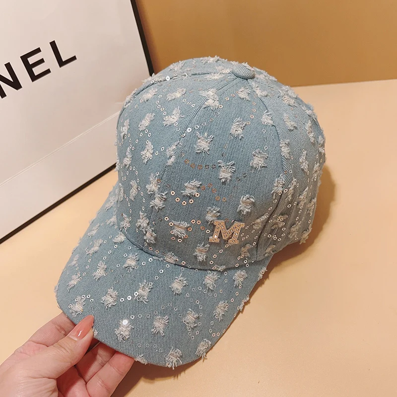 Designer Brand Ripped Cowboy Baseball Cap Women's Casual Street Outdoor Hat Outdoor Sunscreen Duck кепка Spring and Summer