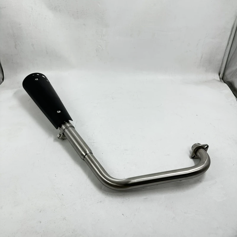 Motorcycle EXHAUST SYSTEM - COMPLETE - QUIET - BRUSHED - DOUBLE LAYERED - WITH BLACK GUARD For MUTT Motorcycle Parts MPT-1487