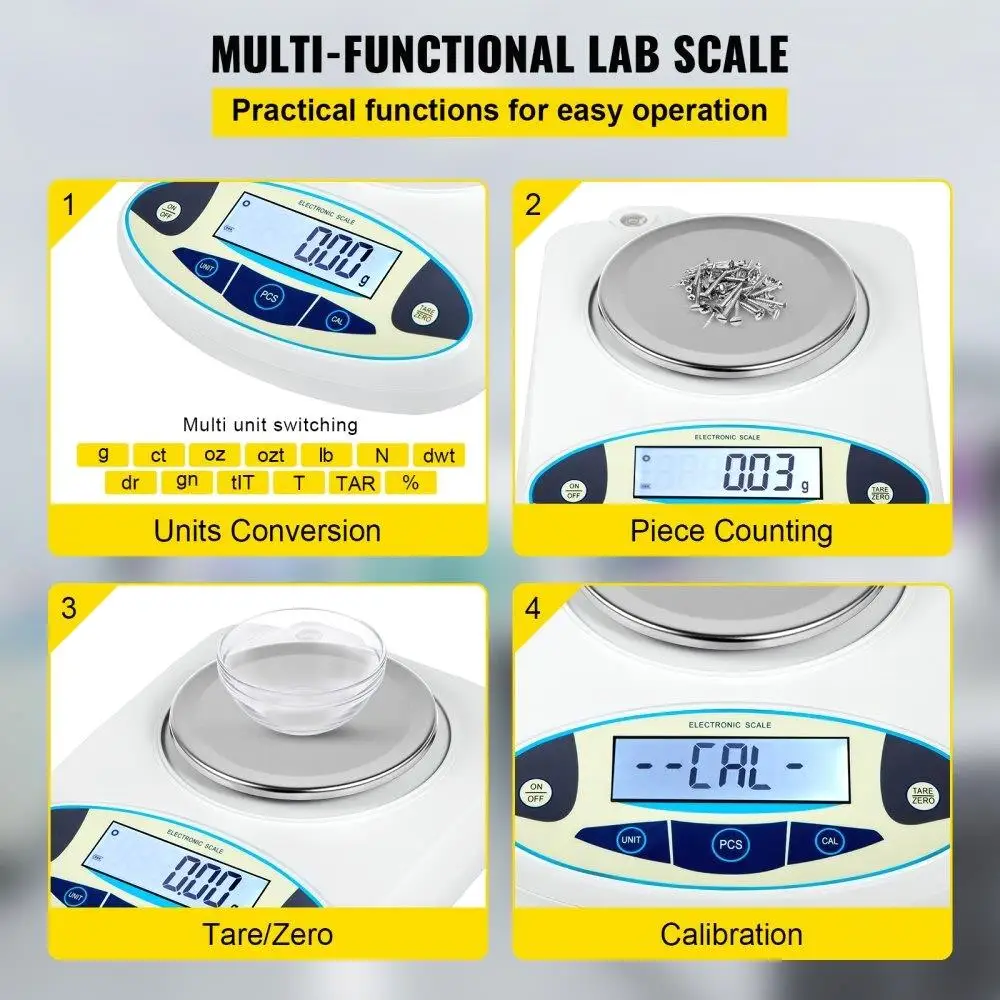 High 3000g x 0.01g Analytical Laboratory Balance Digital Scale for Jewelry Industrial Business 13 Unit Conversion