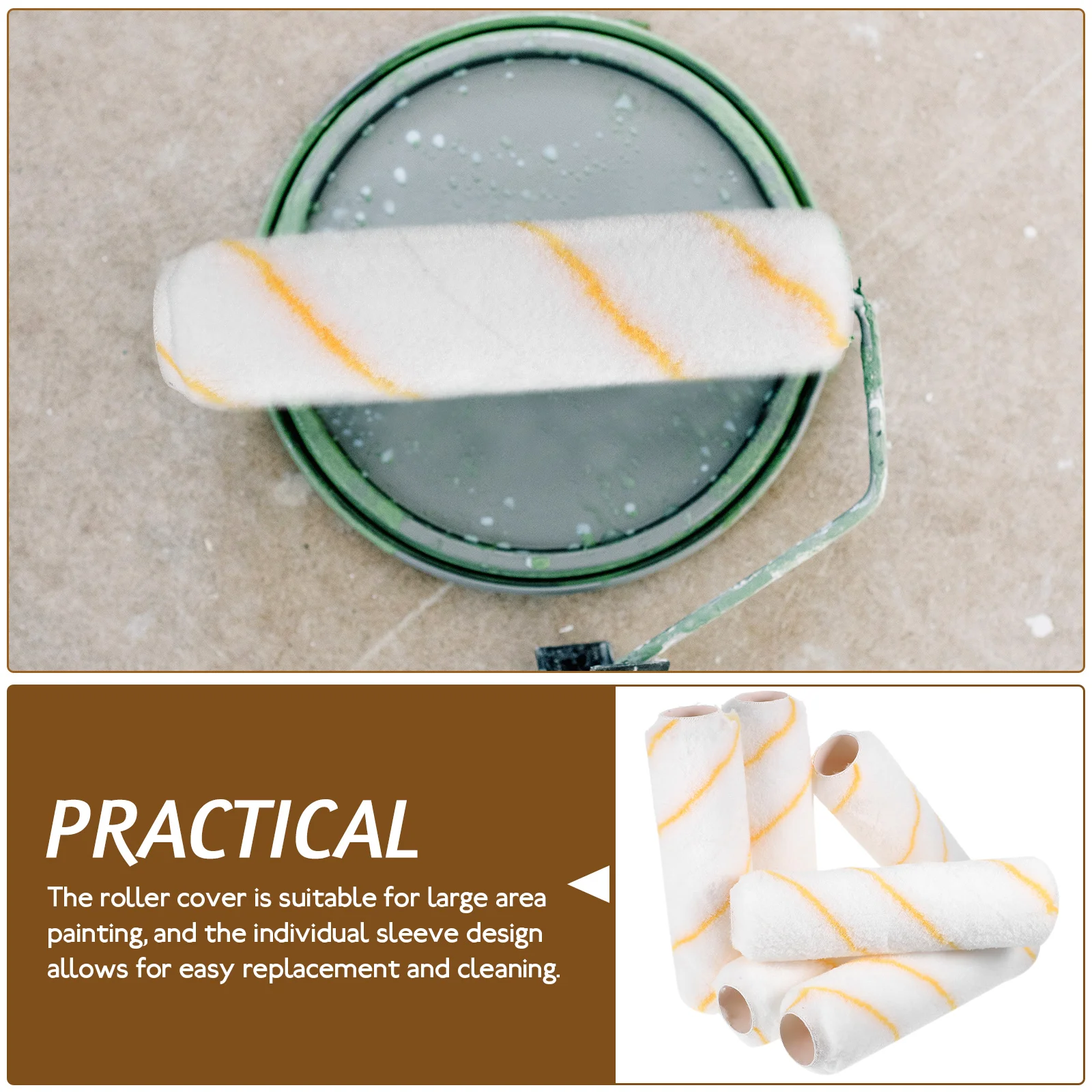 

6pcs Paint Covers 12Mm Polyester Nap Household Painting Tools Wall Cabinet Refills House Painting Supplies Roller