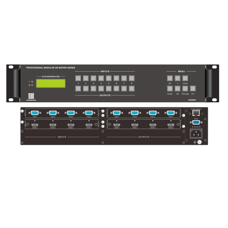 hot sale 4x4 16x16 video wall o and video  matrix switcher with preview