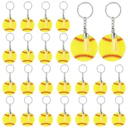 24Pcs Softball Baseball Acrylic Keychains Mini Baseball Key Rings Keychain Tassel Softball Key Ring Blanks For Keys Party Favor