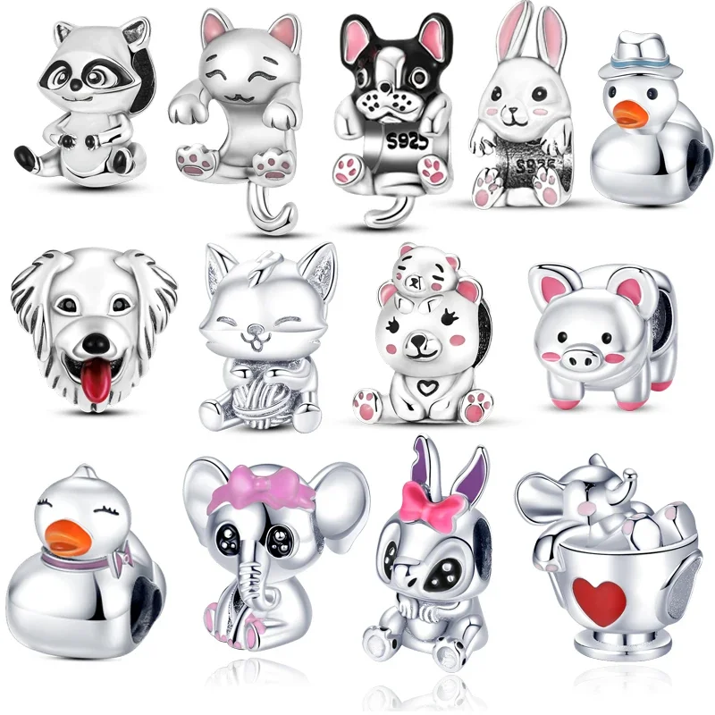 

Elephant Rabbit Cat and Dog Beads for Original Pandora Bracelet New 925 Sterling Silver Beads Charms Necklace Women Jewelry