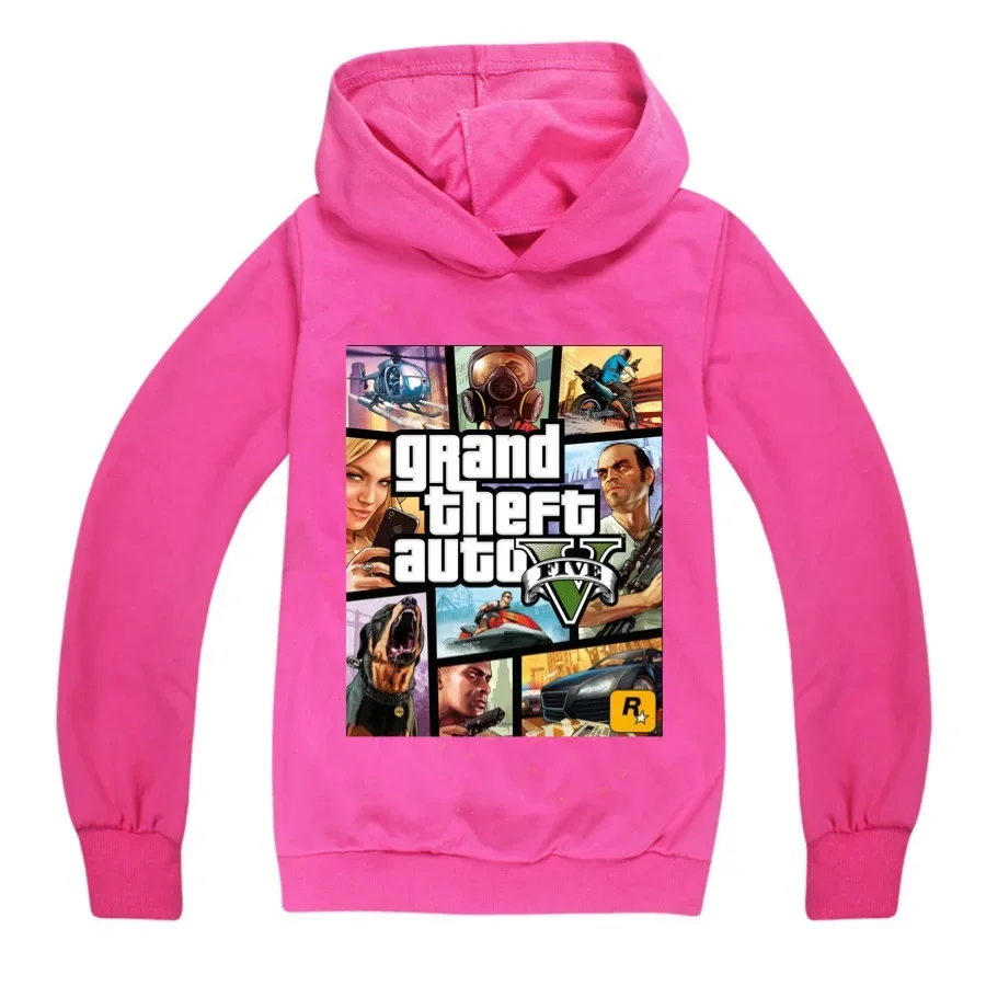 2-16Y New Fashion Grand Theft Auto T Shirt Gta 5 Game Girls Hoodies Children Hoodie Kids Sweatshirts Unisex Boys Jumper Coat