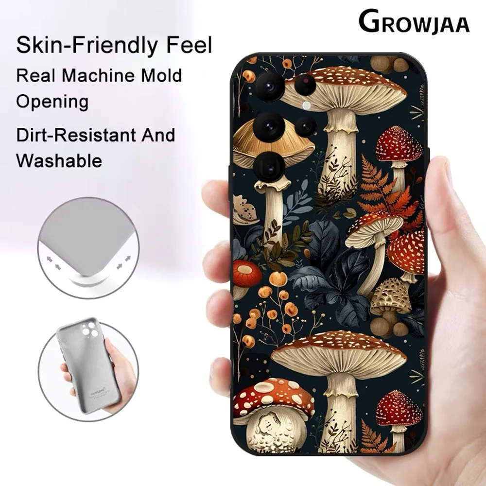 Colorful Mushroom Phone Case for Samsung Galaxy S24 Ultra S22 S23 Ultra S21 S20 2.Shockproof Soft Bumper Cover