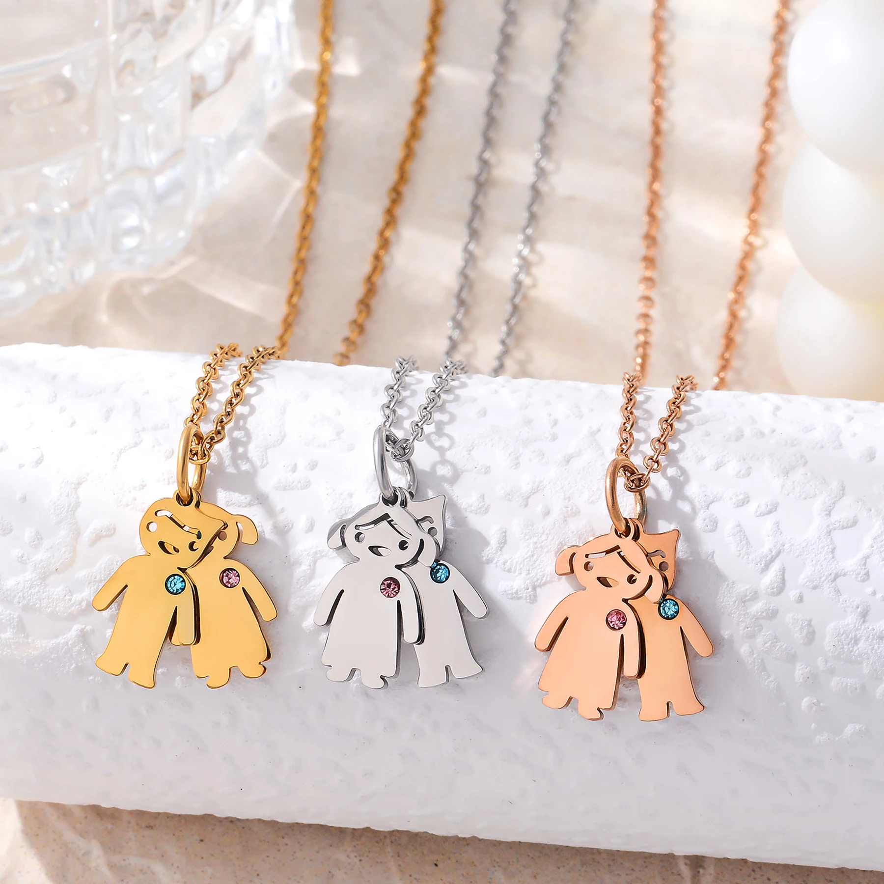 Lover Pendant Necklace Personalized Engraved Name Boy Girl Stainless Steel Mother Kids Couple Family Lover Jewelry Gift