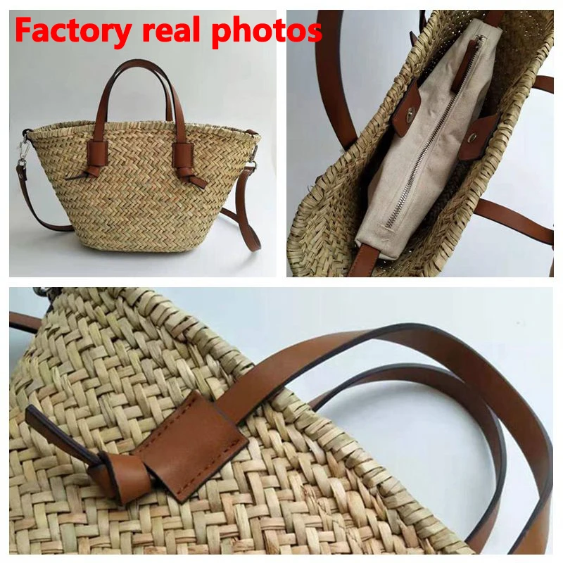 Casual vime tecido cesta sacos rattan bolsas femininas artesanal verão praia palha sacola designer ombro crossbody saco 2024