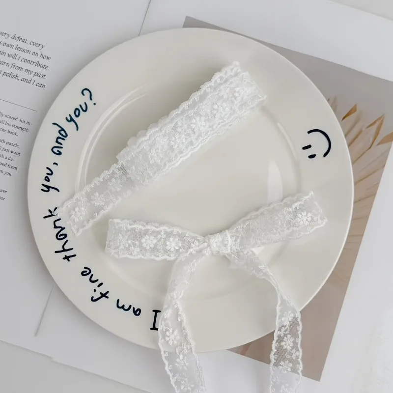 1 Stück weißes, mit Blumenmuster versehenes, transparentes Spitzenband für Geschenkverpackungen [Länge 300 cm/118 Zoll, Breite 2 cm/0,79 Zoll], geeignet für Hochzeiten, handgefertigte DIY-Bastelarbeiten. – Detail 2