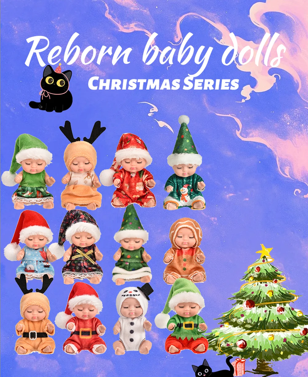 12-teiliges Weihnachts-Reborn-Puppen-Set, Simulations-Prinzessinnen-Puppen, Niedliches Schlafendes Baby mit Kleidung und Zubehör, Weihnachtsgeschenk – Detail 1