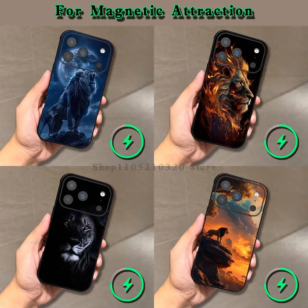 

Animal domineering lion Phone Case For iPhone 17,16,15,14,13,12,11,Pro,Max,Plus,E,Air,Mini Magnetic Magsafe Frosted Clear