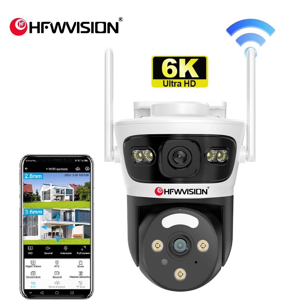 

HFWVISION 6MP Camera Outdoor Dual lens IP Camera Home Security CCTV Video Surveillance Human Detection Night Vision Camera