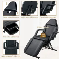 B Massage bed Salon Chair with Hydraulic Stool,3-Section massage Bed Adjustable Beauty Barber Spa Beauty Equipment, Black