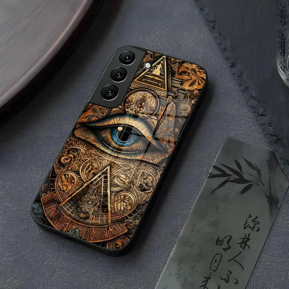 Egyptian Eye of Horus Art Phone Case for Samsung Galaxy S23 S24 S25 Ultra S21 S22 S20 Fe Plus A34 A54 A24 A52 A53 M54 Glass Cove