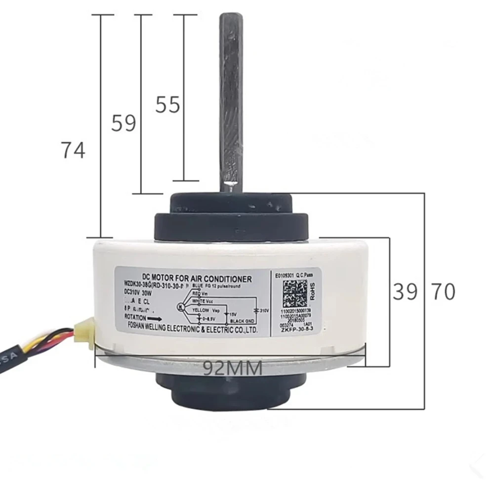 Air Conditioning DC Fan Motor For Midea WZDK30-38G(RD-310-30-8T） Internal Direct Current Brushless Motor Motor Fan 30W Air condi