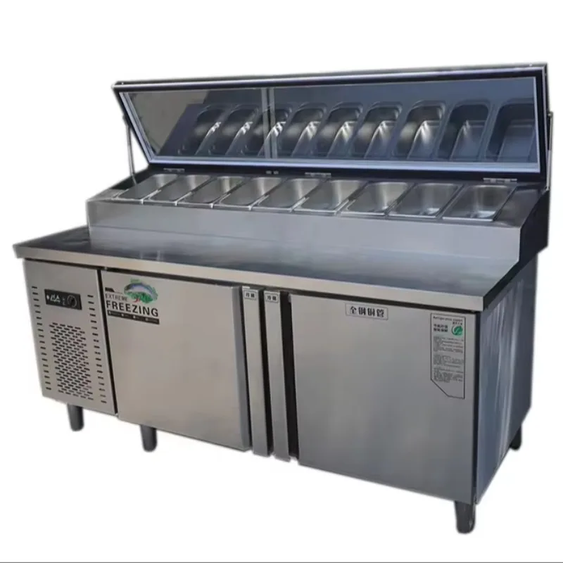 

Customize Preparation Table Refrigerated Stainless Steel Salad Table Salad bar Refrigerator Counter