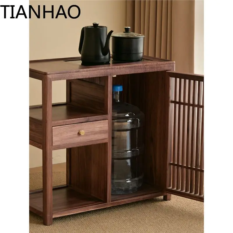 Gabon ebony tea side cabinet small new Chinese side table tea cabinet kettle integrated embedded household