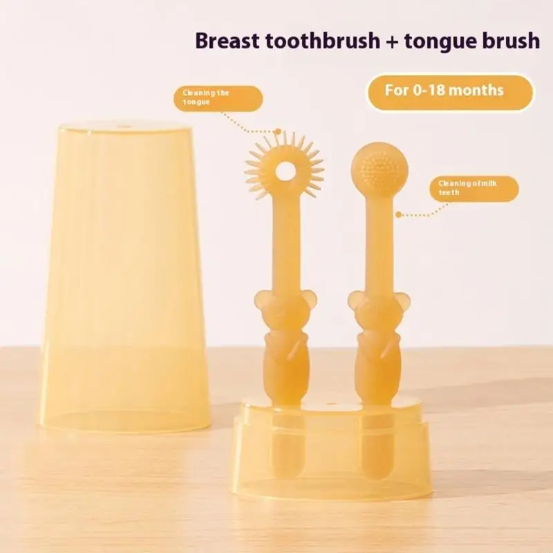 2 unids/set cepillos dientes para bebés pequeños herramienta limpieza revestimiento lengua ligero