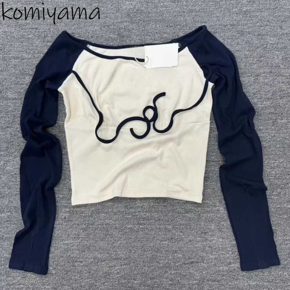 

Slash Neck Long Sleeve Ropa Mujer Japanese Lace-up Clothes Woman 2025 Spring Summer New Clothing Sexy Camisetas Hit Color Tops