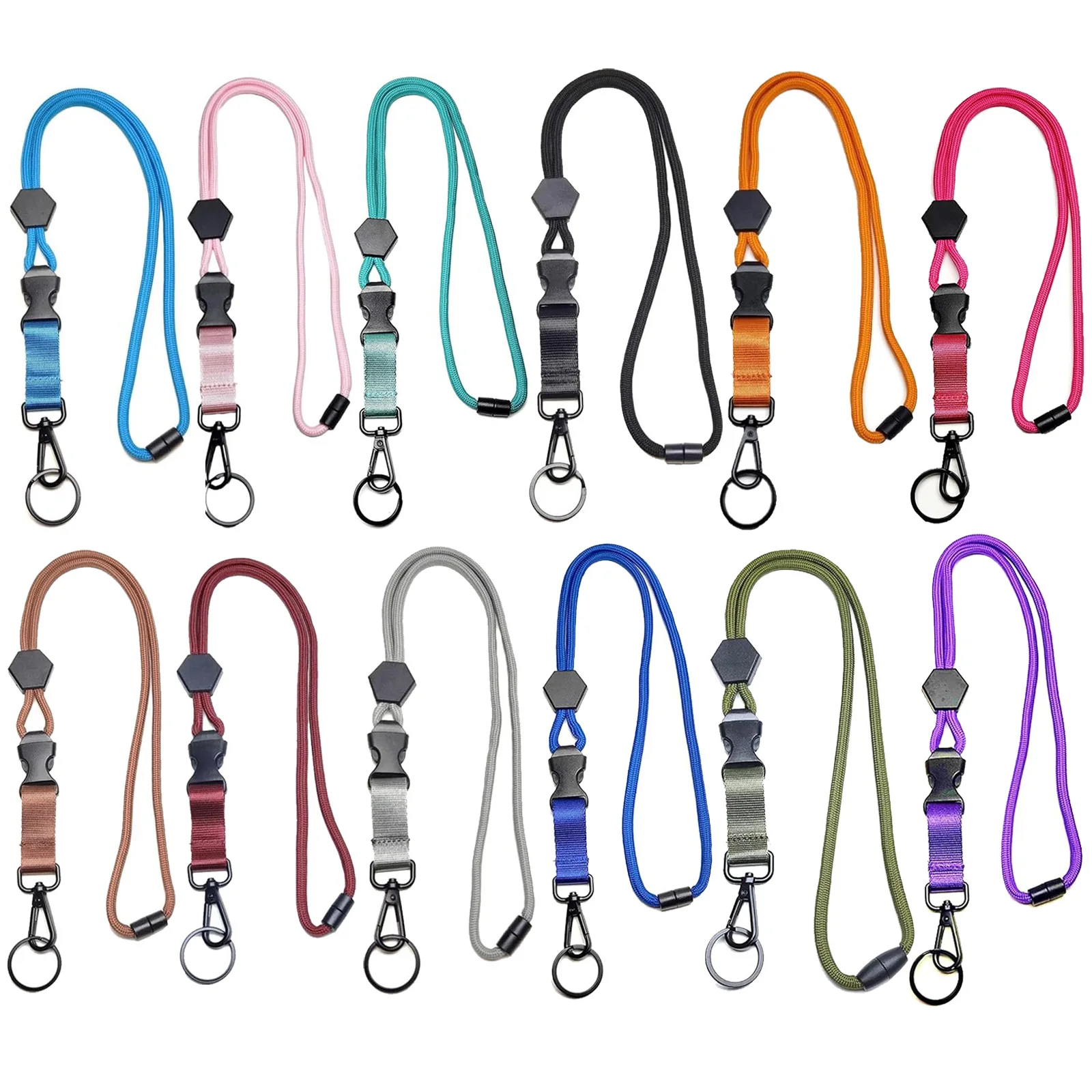 Adjustable Feminine Neck Hanging Strap Woman Separable Long Lanyard Safety Rope for ID Name Card Badge Holder Purple Key Chain